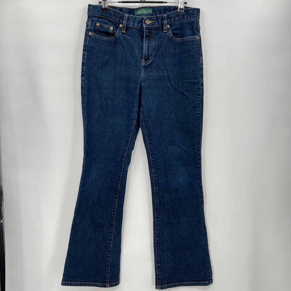 Lauren Ralph Lauren 6 Bootcut‎ Jeans Womens Dark Wash Stretch Mid Rise Denim
